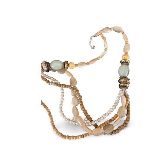 Cabi Cami Cream Crochet Lace Tank Camisole with Beaded Boho Triple Strand - Picture 4 of 5